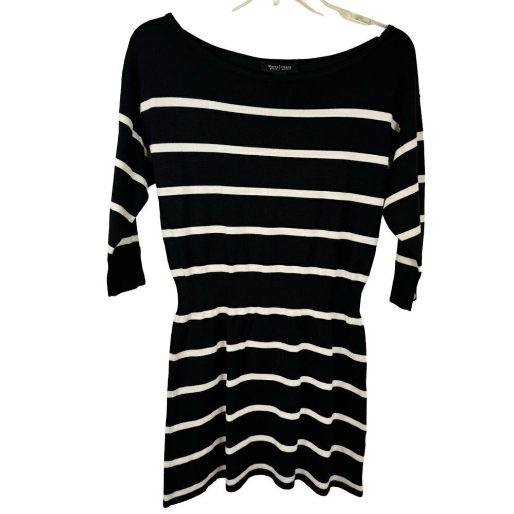 White House Black Market Striped Sweater Dress 3/4 Sleeves Women Size Sm EUC